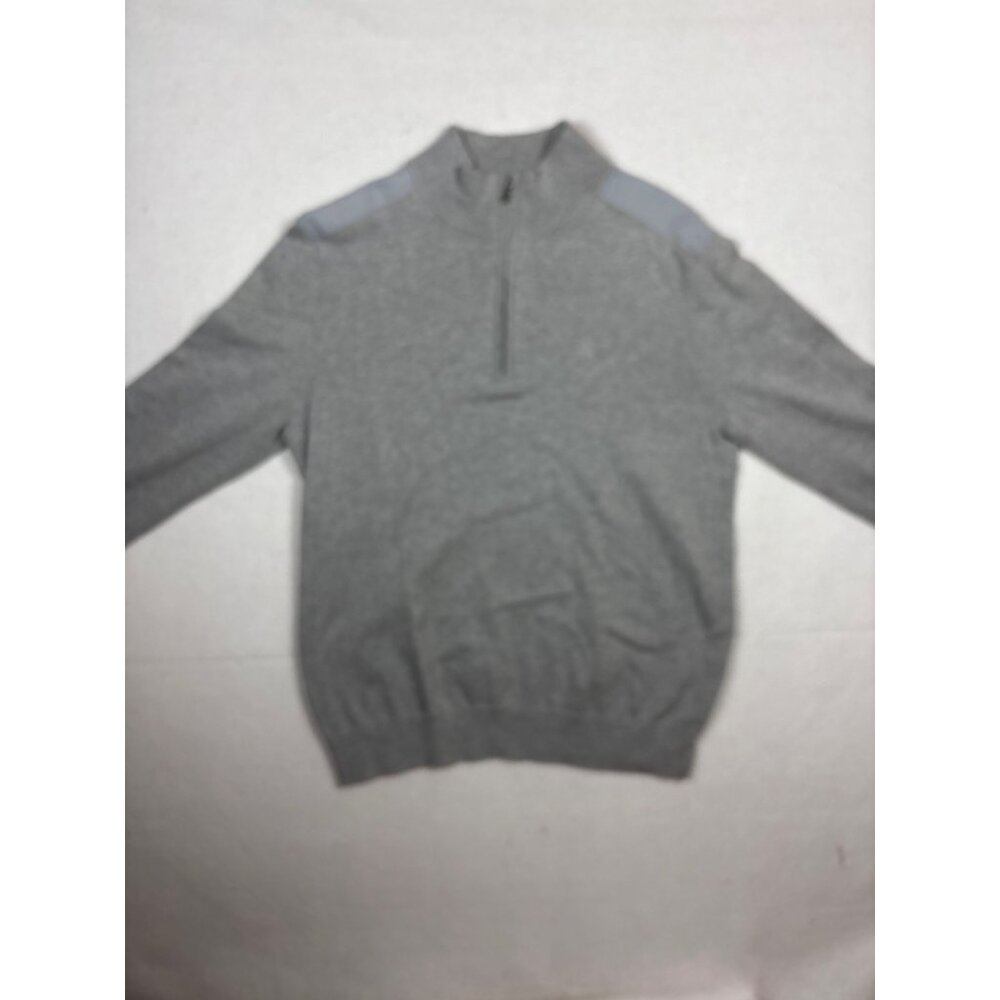 Michael Kors Men Gray Quarter Zip Sweater Knit Shoulder Accents Size M\